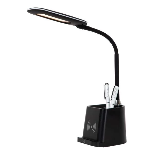 Lucide PENNY - Lampe de bureau - LED Dim. - 1x4,7W 3000K - Avec chargeur sans fil - Noir - détail 1